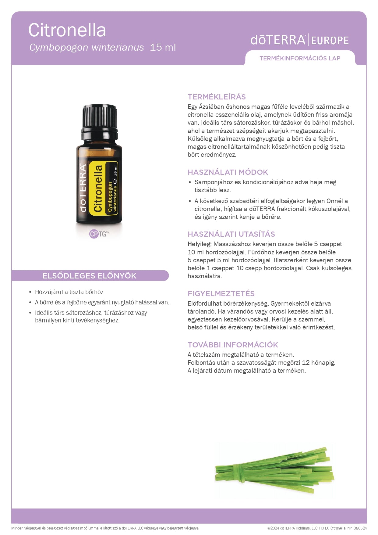 Citronella (Cymbopogon winterianus) - 15 ml